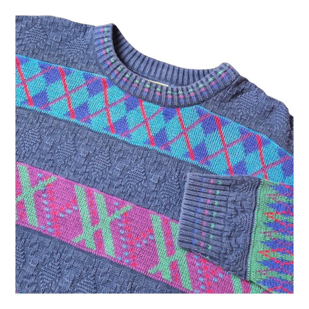 VTG Chaps Ralph Lauren Men's XL Sweater Made USA Coogi Cosby Style 90s Retro